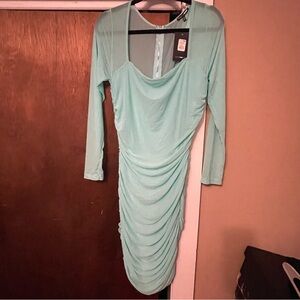NWT Mint Long Sleeve Ruched Dress